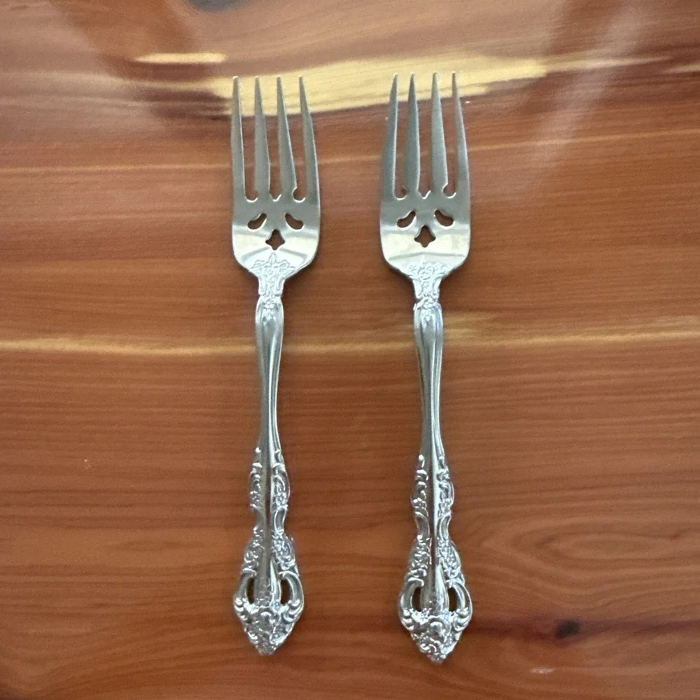 Oneida Michelangelo CUBE Stainless Steel Flatware Salad Forks Set Of 2